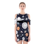 Space Galaxy Universe Stars Sky Shoulder Cutout One Piece Dress