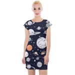 Space Galaxy Universe Stars Sky Cap Sleeve Bodycon Dress