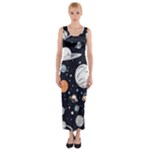 Space Galaxy Universe Stars Sky Fitted Maxi Dress