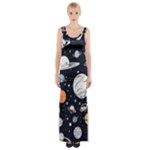 Space Galaxy Universe Stars Sky Thigh Split Maxi Dress