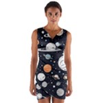 Space Galaxy Universe Stars Sky Wrap Front Bodycon Dress