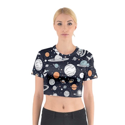 Space Galaxy Universe Stars Sky Cotton Crop Top from ArtsNow.com