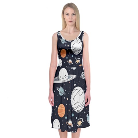 Space Galaxy Universe Stars Sky Midi Sleeveless Dress from ArtsNow.com