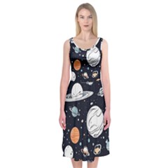 Space Galaxy Universe Stars Sky Midi Sleeveless Dress from ArtsNow.com