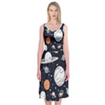 Space Galaxy Universe Stars Sky Midi Sleeveless Dress