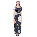 Space Galaxy Universe Stars Sky Short Sleeve Maxi Dress