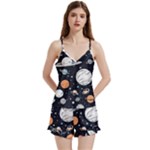 Space Galaxy Universe Stars Sky V-Neck Satin Loungewear Set