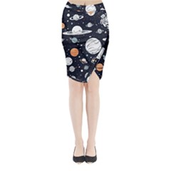 Space Galaxy Universe Stars Sky Midi Wrap Pencil Skirt from ArtsNow.com