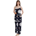 Space Galaxy Universe Stars Sky Spaghetti Top Long Pants Satin Pajamas Set