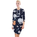 Space Galaxy Universe Stars Sky Quarter Sleeve Hood Bodycon Dress