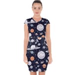 Space Galaxy Universe Stars Sky Capsleeve Drawstring Dress 