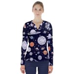 Space Galaxy Universe Stars Sky V-Neck Long Sleeve Top