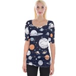 Space Galaxy Universe Stars Sky Wide Neckline T-Shirt