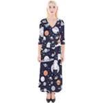 Space Galaxy Universe Stars Sky Quarter Sleeve Wrap Maxi Dress