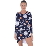 Space Galaxy Universe Stars Sky Asymmetric Cut-Out Shift Dress