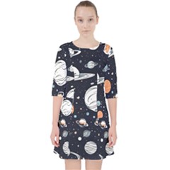 Quarter Sleeve Pocket Dress 