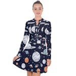 Space Galaxy Universe Stars Sky Long Sleeve Panel Dress