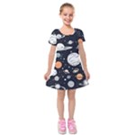 Space Galaxy Universe Stars Sky Kids  Short Sleeve Velvet Dress