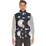 Space Galaxy Universe Stars Sky Men s High Neck Button Up Puffer Vest