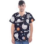 Space Galaxy Universe Stars Sky Men s V-Neck Scrub Top