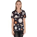 Space Galaxy Universe Stars Sky Women s V-Neck Scrub Top