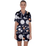 Space Galaxy Universe Stars Sky Satin Short Sleeve Pajamas Set