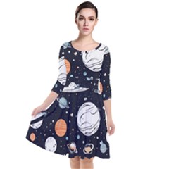 Quarter Sleeve Waist Band Dress 