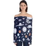 Space Galaxy Universe Stars Sky Off Shoulder Long Sleeve Top