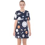 Space Galaxy Universe Stars Sky Sixties Short Sleeve Mini Dress