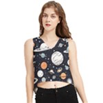 Space Galaxy Universe Stars Sky V-Neck Cropped Tank Top