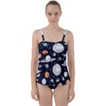 Space Galaxy Universe Stars Sky Twist Front Tankini Set