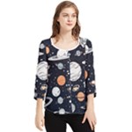 Space Galaxy Universe Stars Sky Chiffon Quarter Sleeve Blouse