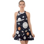 Space Galaxy Universe Stars Sky Halter Tie Back Chiffon Dress