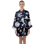 Space Galaxy Universe Stars Sky Long Sleeve Satin Kimono