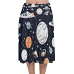 Space Galaxy Universe Stars Sky Velvet Flared Midi Skirt