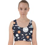 Space Galaxy Universe Stars Sky Velvet Racer Back Crop Top