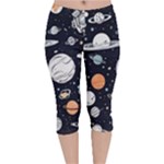 Space Galaxy Universe Stars Sky Velvet Capri Leggings 