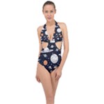 Space Galaxy Universe Stars Sky Halter Front Plunge Swimsuit