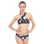 Space Galaxy Universe Stars Sky High Neck Bikini Set