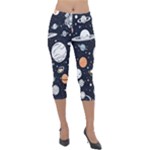 Space Galaxy Universe Stars Sky Lightweight Velour Capri Leggings 