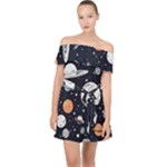 Space Galaxy Universe Stars Sky Off Shoulder Chiffon Dress