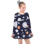 Space Galaxy Universe Stars Sky Kids  Long Sleeve Dress