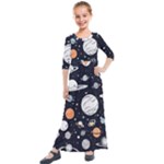 Space Galaxy Universe Stars Sky Kids  Quarter Sleeve Maxi Dress