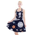 Space Galaxy Universe Stars Sky Halter Party Swing Dress 