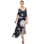 Space Galaxy Universe Stars Sky Maxi Chiffon Cover Up Dress