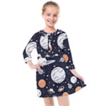 Space Galaxy Universe Stars Sky Kids  Quarter Sleeve Shirt Dress