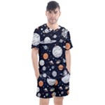 Space Galaxy Universe Stars Sky Men s Mesh T-Shirt and Shorts Set