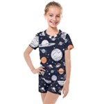 Space Galaxy Universe Stars Sky Kids  Mesh T-Shirt and Shorts Set