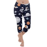 Space Galaxy Universe Stars Sky Lightweight Velour Capri Yoga Leggings