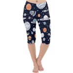 Space Galaxy Universe Stars Sky Lightweight Velour Cropped Yoga Leggings